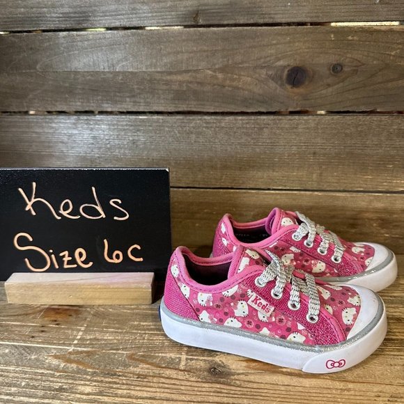 Kids Childrens Keds Hello Kitty‎ Mimmy Pink Low Canvas Shoes Sneakers Size 6 C - Picture 1 of 6